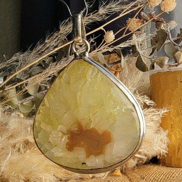 Radiant Yellow Solar Quartz Pendant, Sterling Silver Natural Gemstone Necklace - Picture 1 of 10